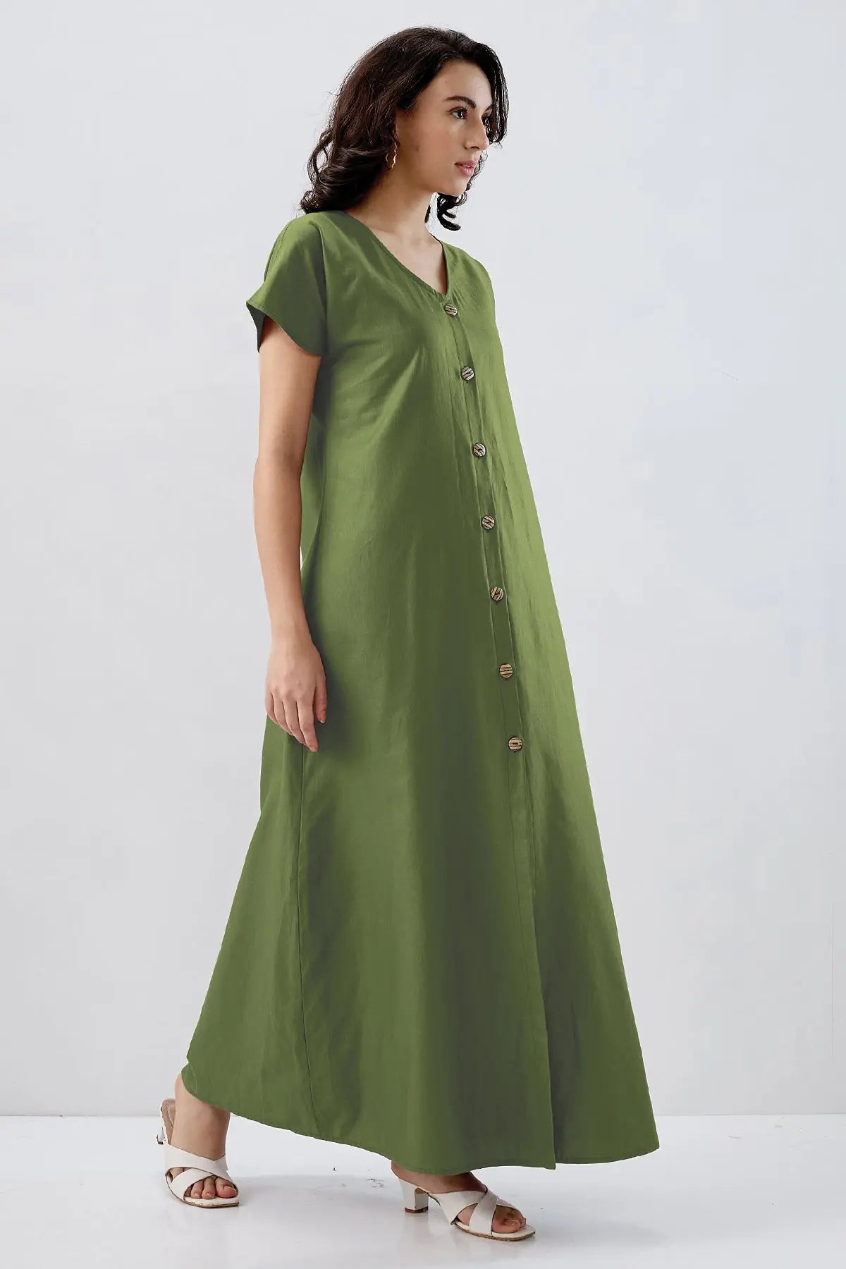 Mehendi Green Buttoned Dress SNEHA B