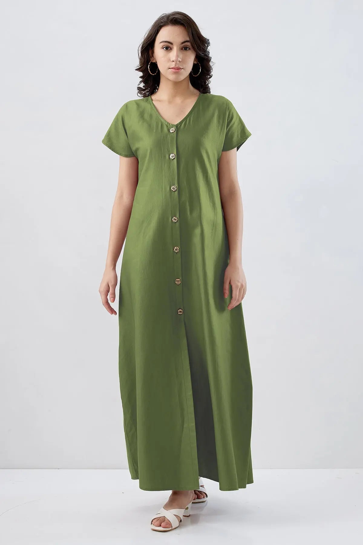 Mehendi Green Buttoned Dress SNEHA B