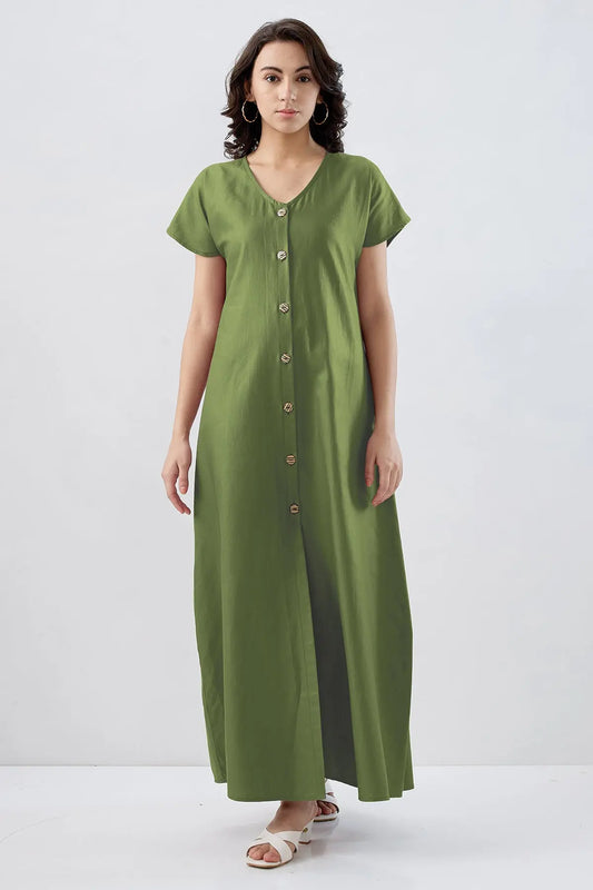 Mehendi Green Buttoned Dress SNEHA B