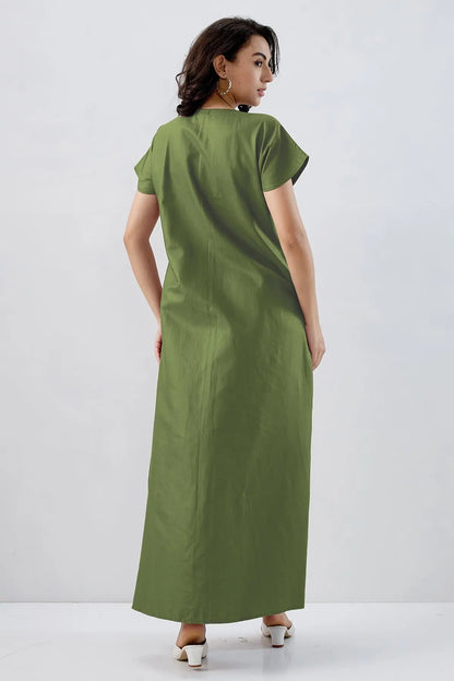 Mehendi Green Buttoned Dress SNEHA B