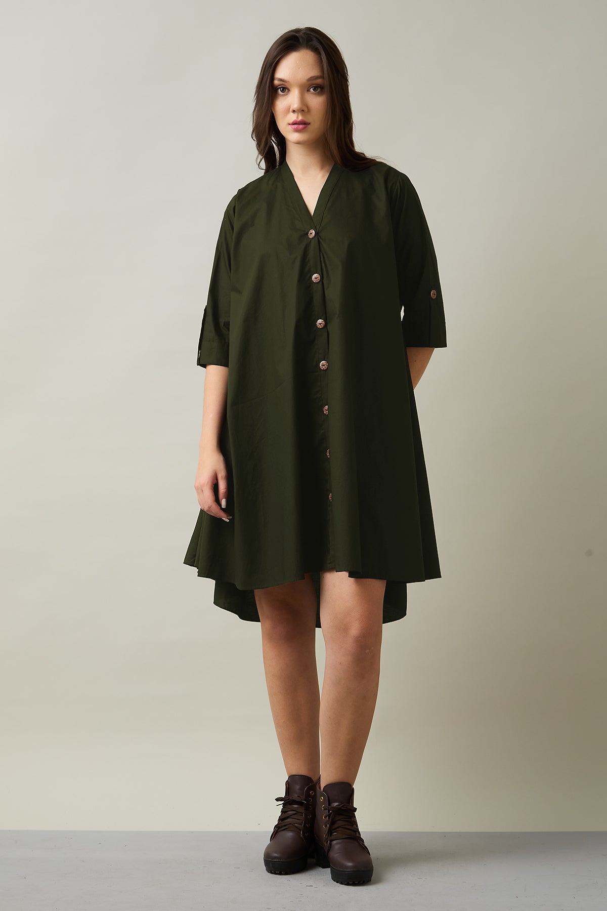 Buy Military Cotton Oversize Dress by SNEHA B