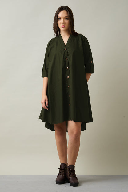 Buy Military Cotton Oversize Dress by SNEHA B