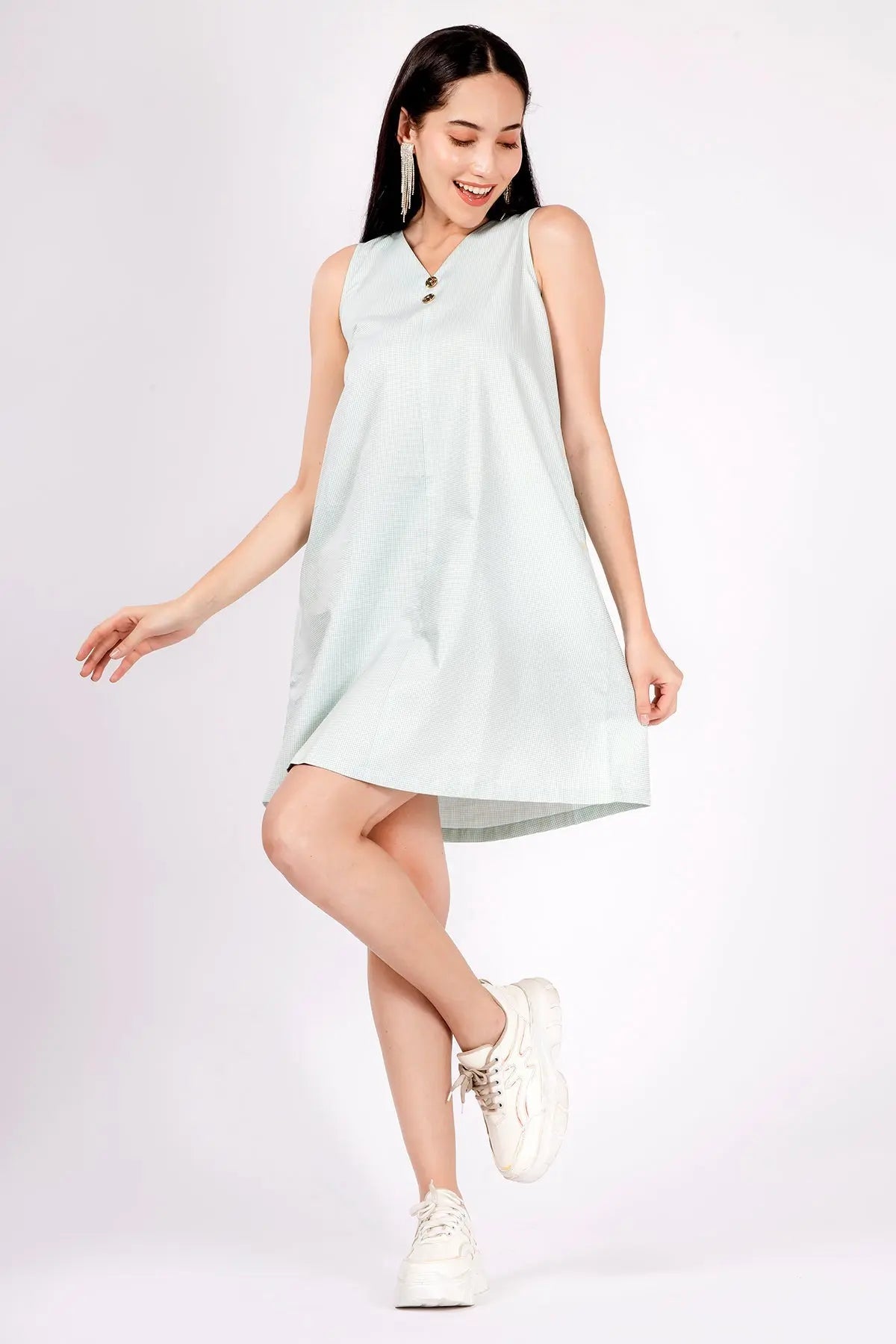 Shop Mini Checks Green Cotton Dress by SNEHA B