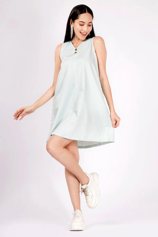 Shop Mini Checks Green Cotton Dress by SNEHA B