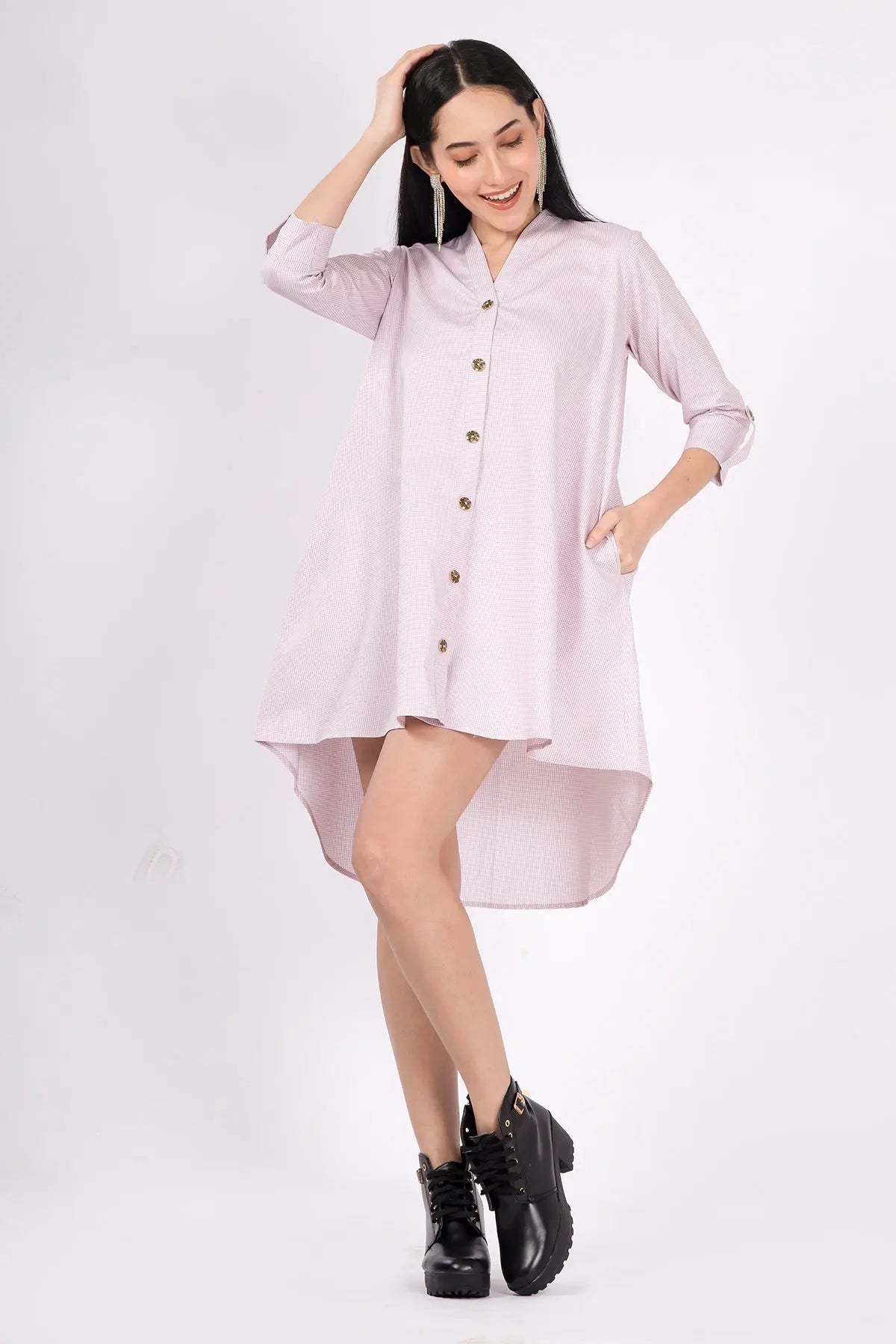 Mini Checks Pink Oversize Dress SNEHA B