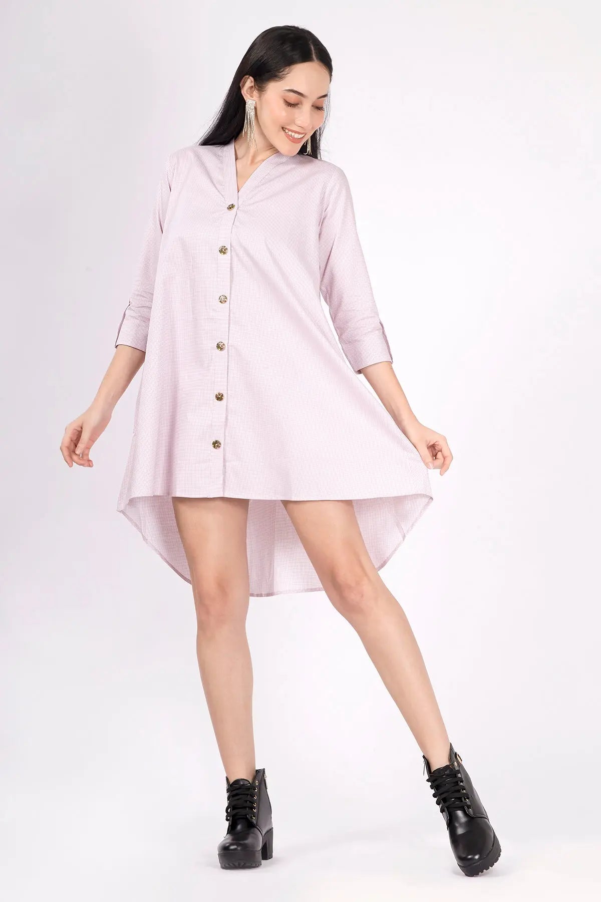 Mini Checks Pink Oversize Dress SNEHA B