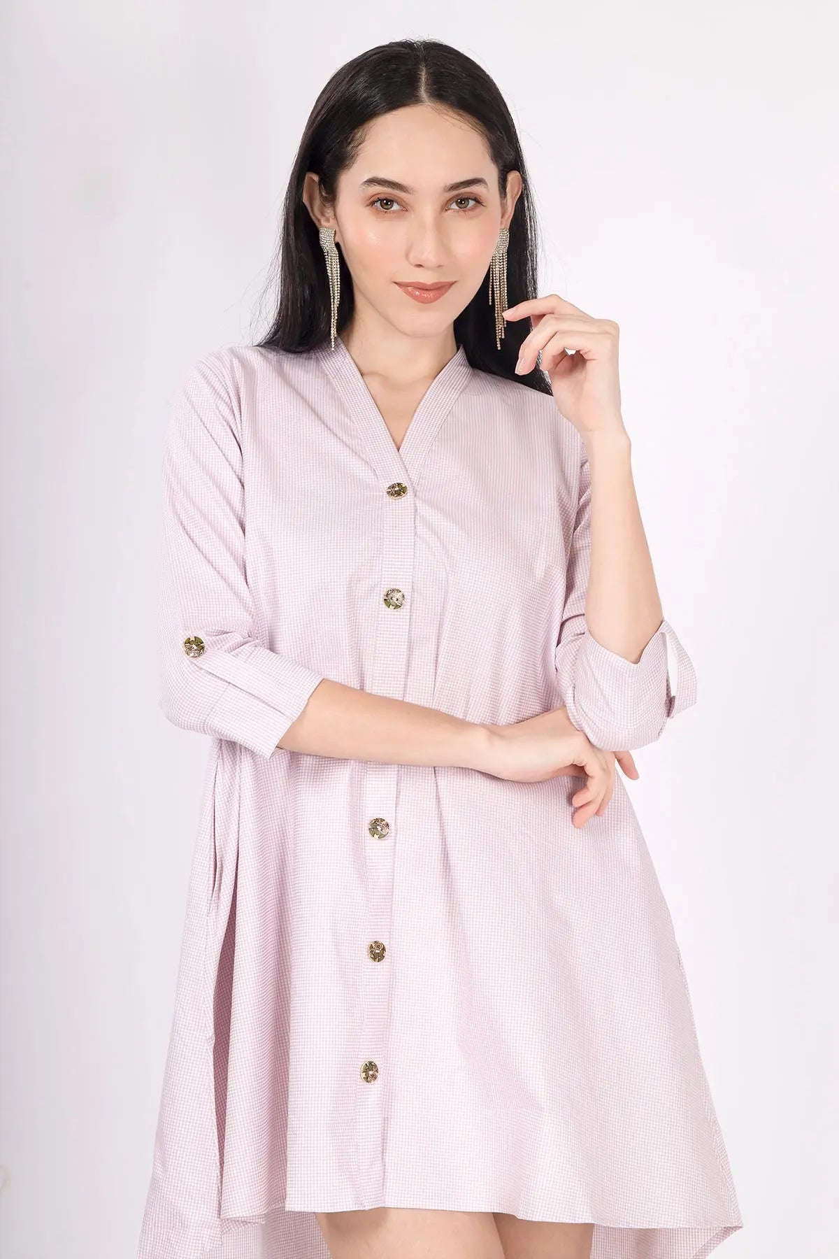 Mini Checks Pink Oversize Dress SNEHA B