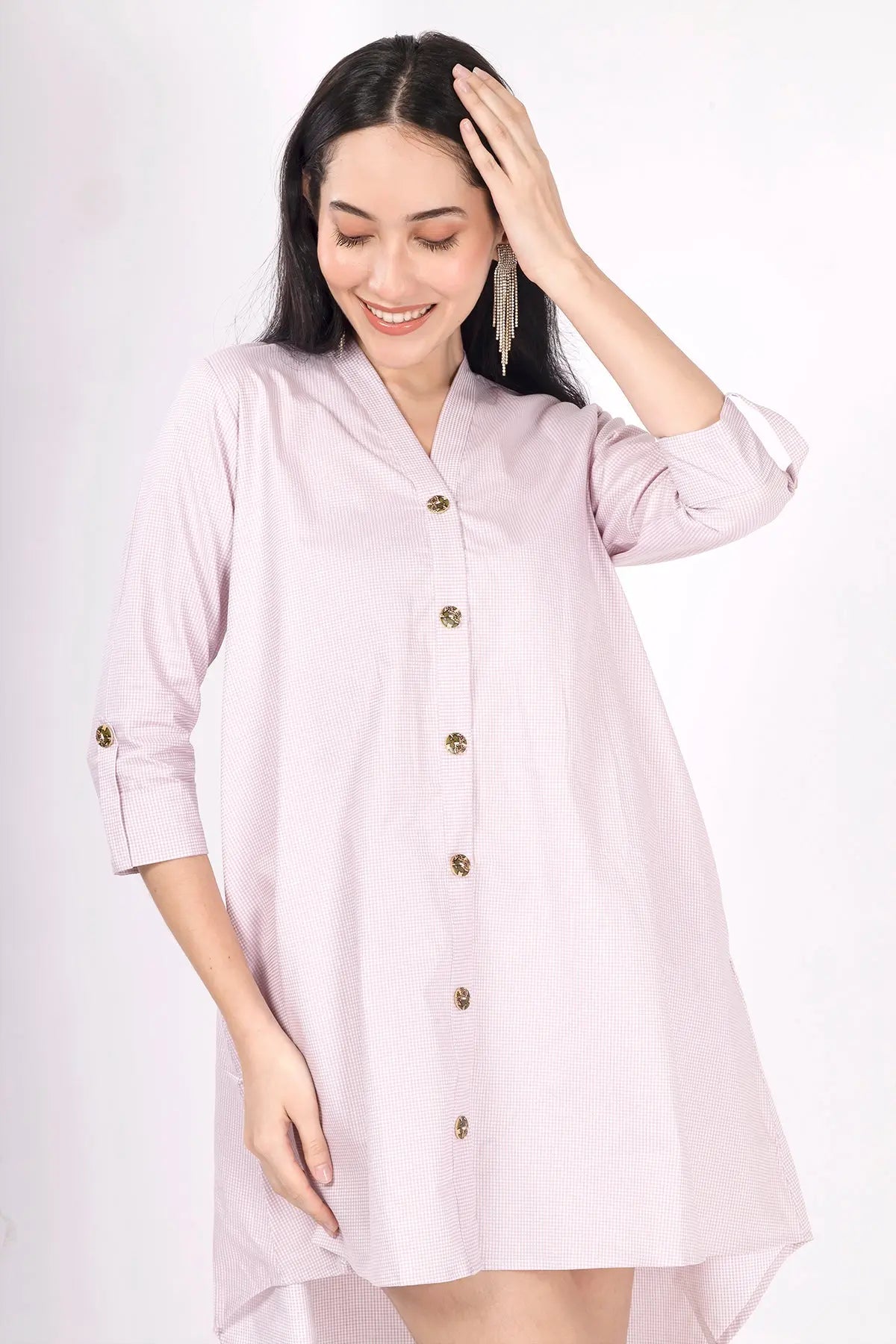Mini Checks Pink Oversize Dress SNEHA B