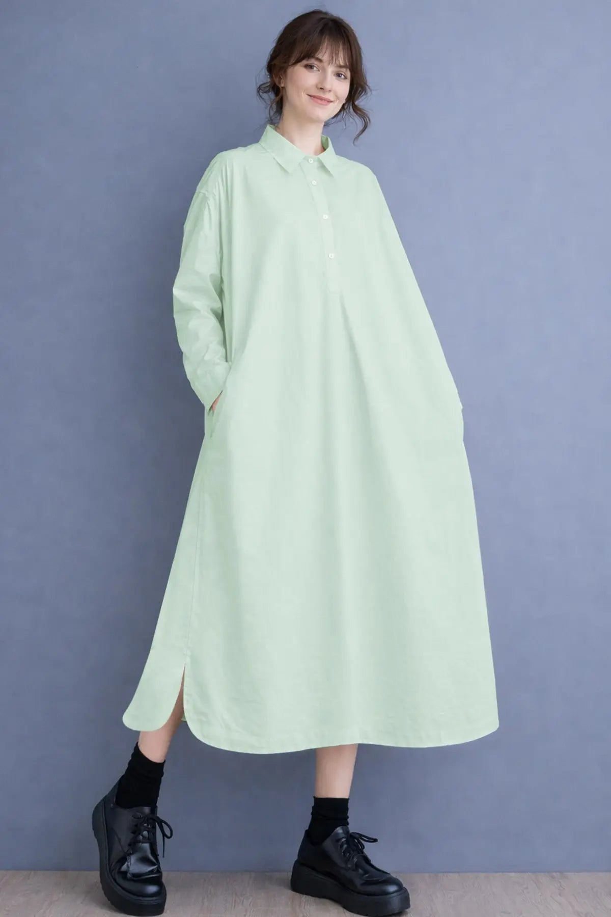 Shop Mint Cotton Cambric Midi Dress for women by SNEHA B