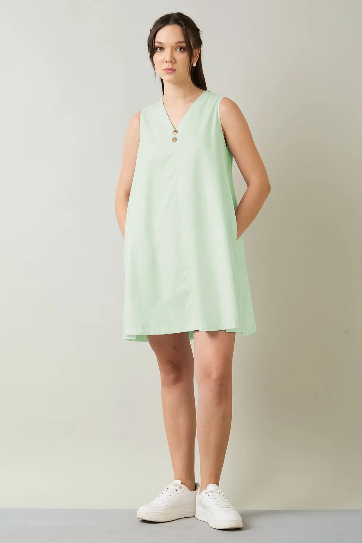 Mint Cotton Sleeveless Dress SNEHA B