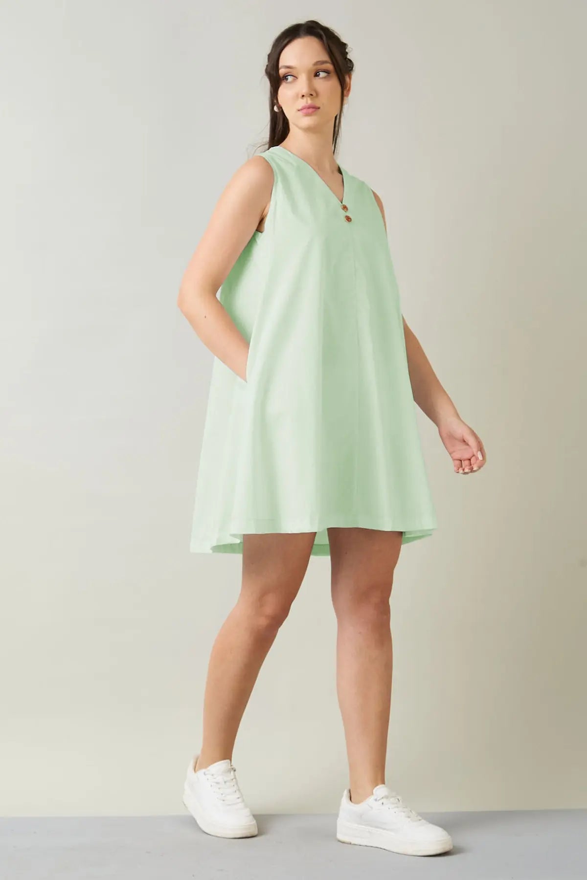 Shop Mint Cotton Sleeveless Dress by SNEHA B
