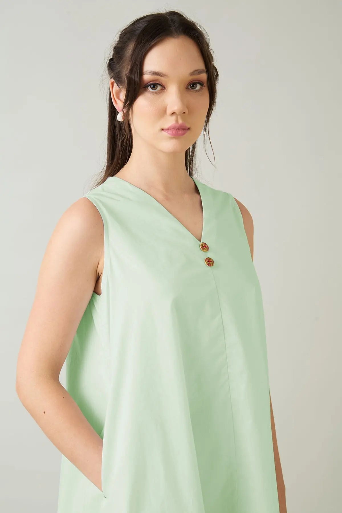 Mint Cotton Sleeveless Dress SNEHA B