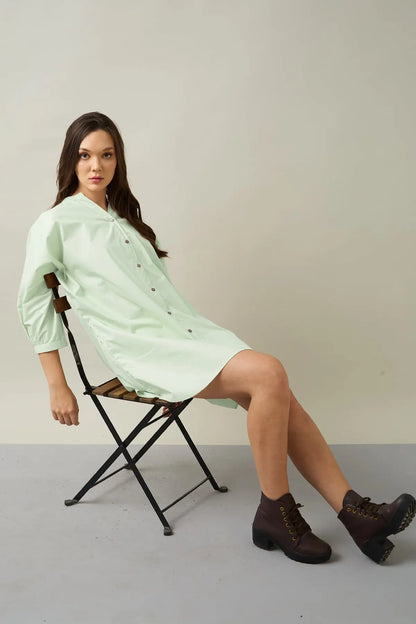 Shop Mint Relaxed Shirt Style Dress by SNEHA B