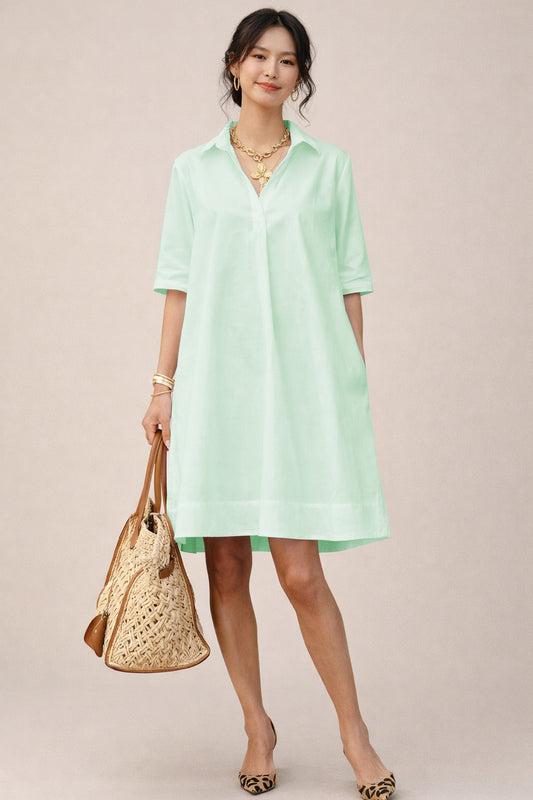 Shop Minty Cotton Box Pleated Dress for women by SNEHA B