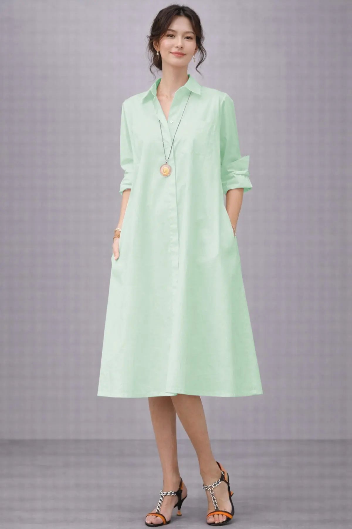 Shop Minty Knee Length Shirt Dress for women by SNEHA B