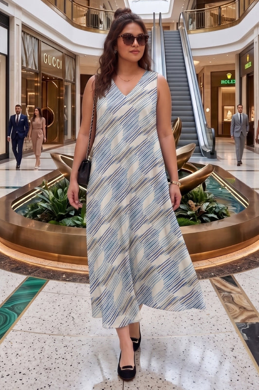 Multi White Print A-Line Dress