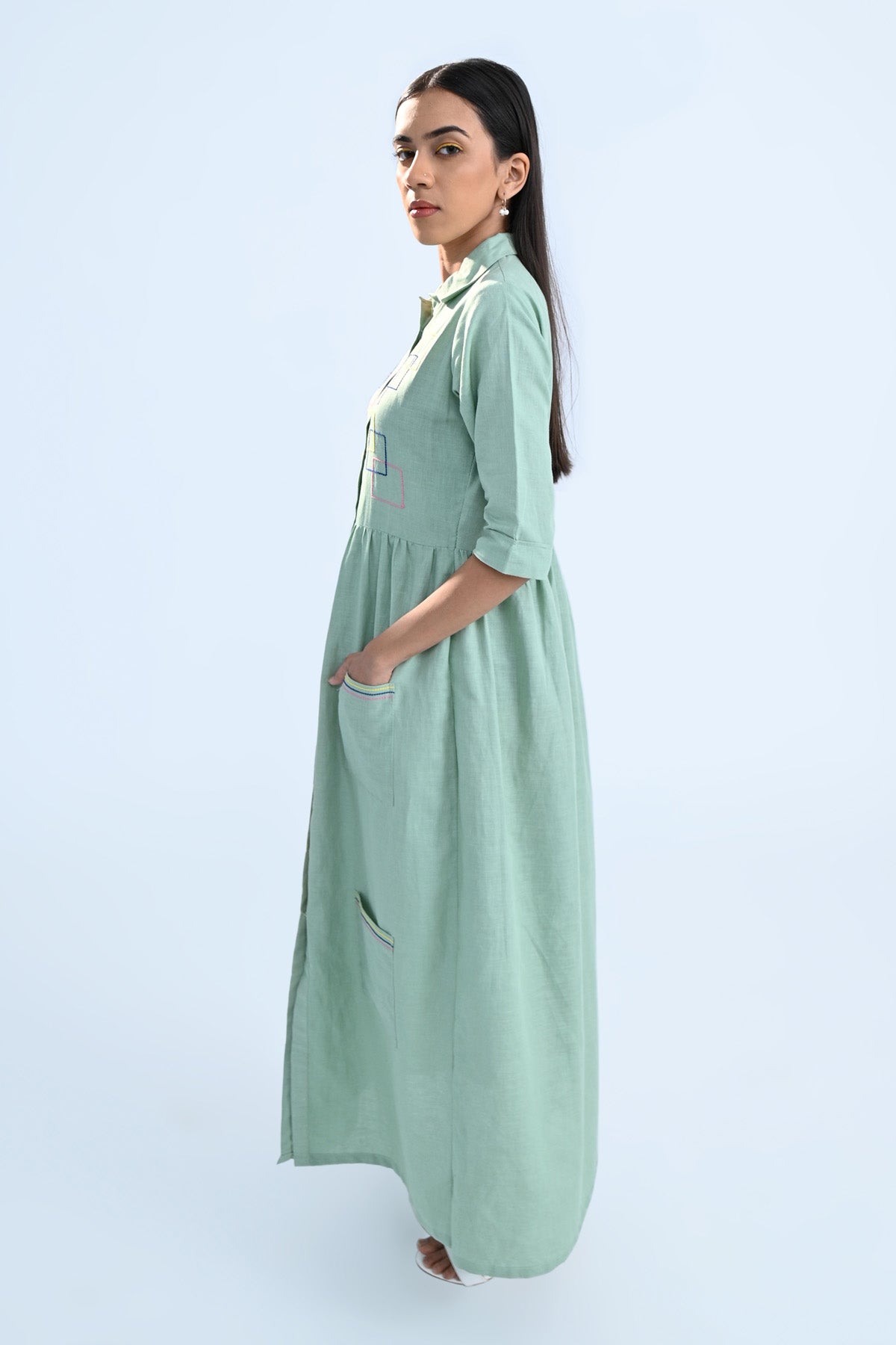 Multicolor Cubes Embroidered Dress