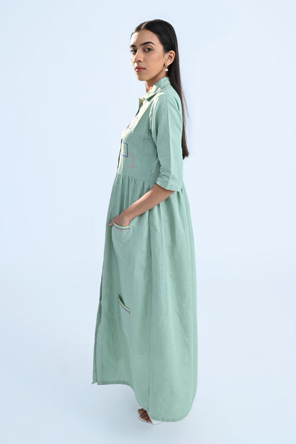 Multicolor Cubes Embroidered Dress