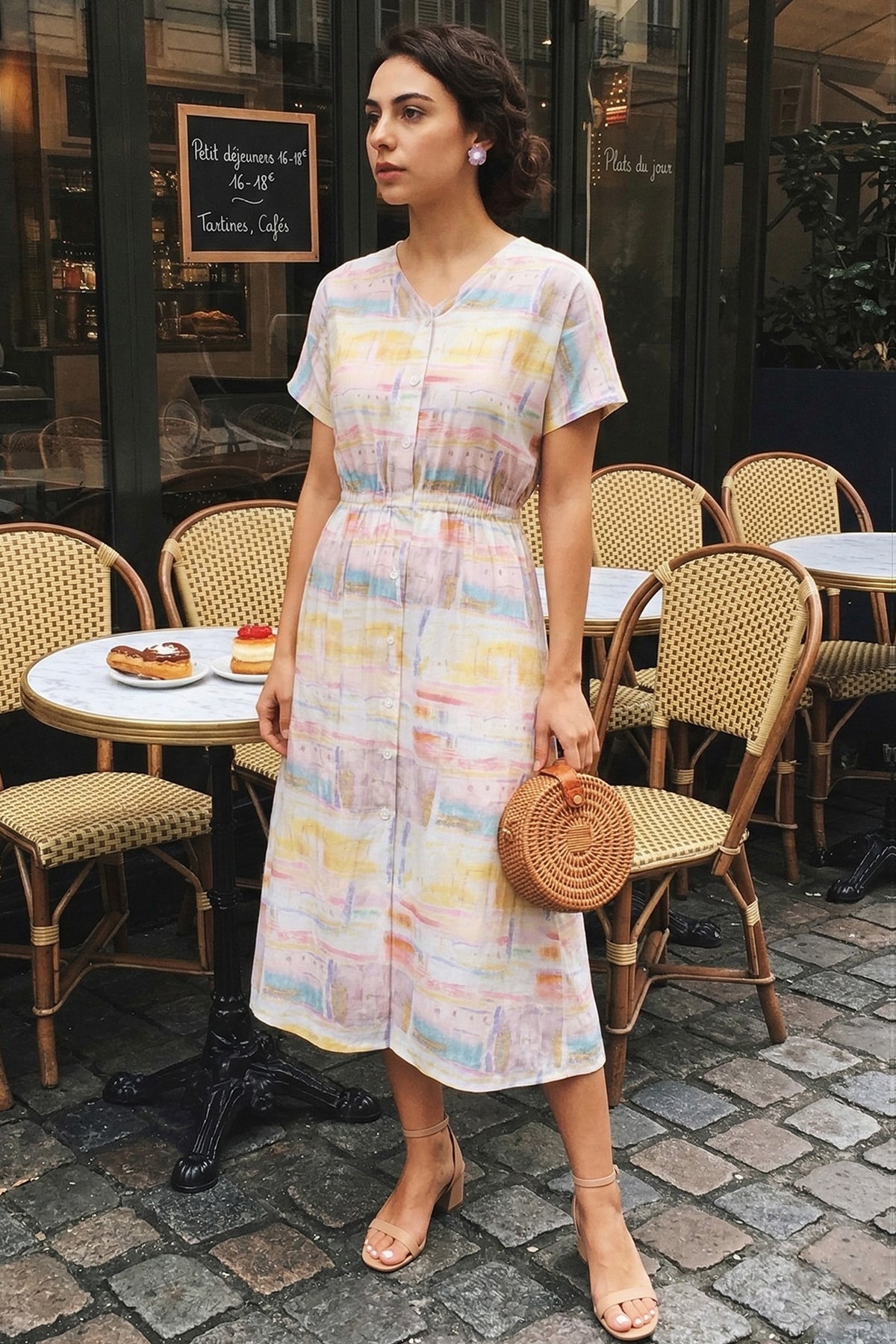 Multicolor Printed Midi Dress