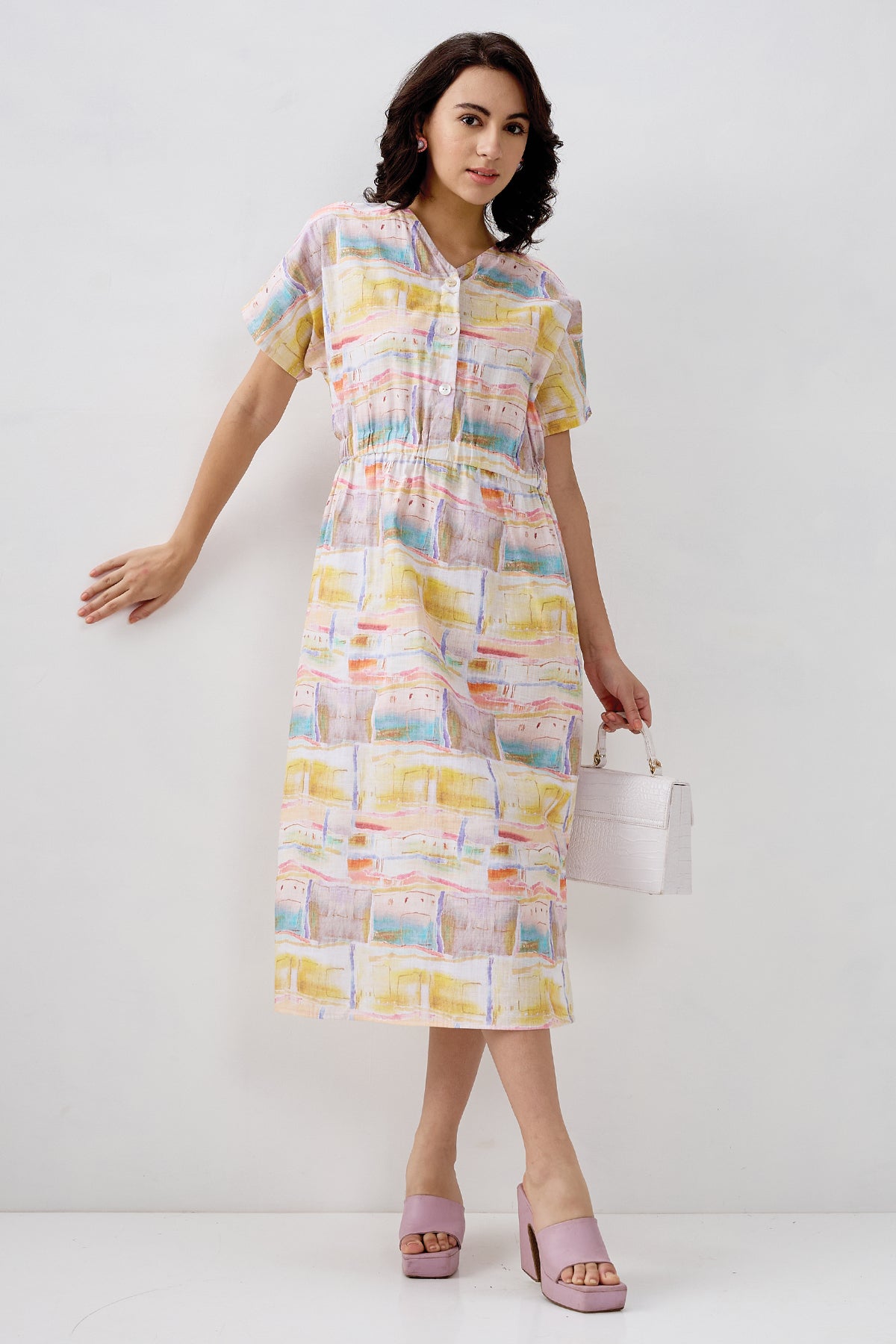 Multicolor Printed Midi Dress
