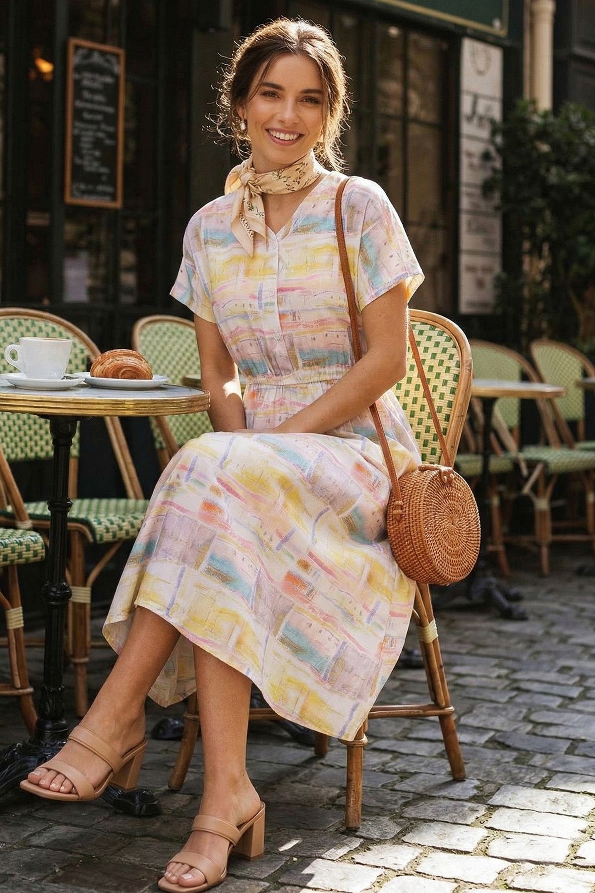 Multicolor Printed Midi Dress