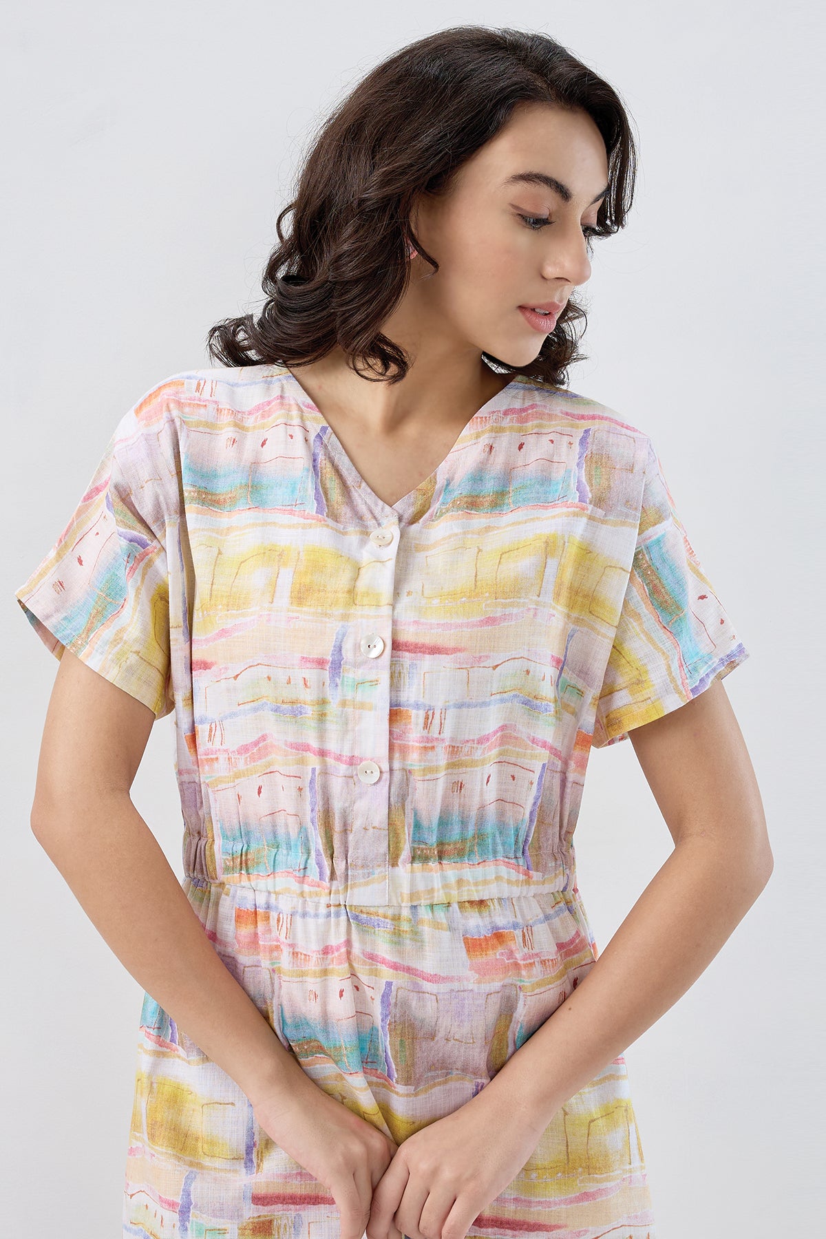 Multicolor Printed Midi Dress
