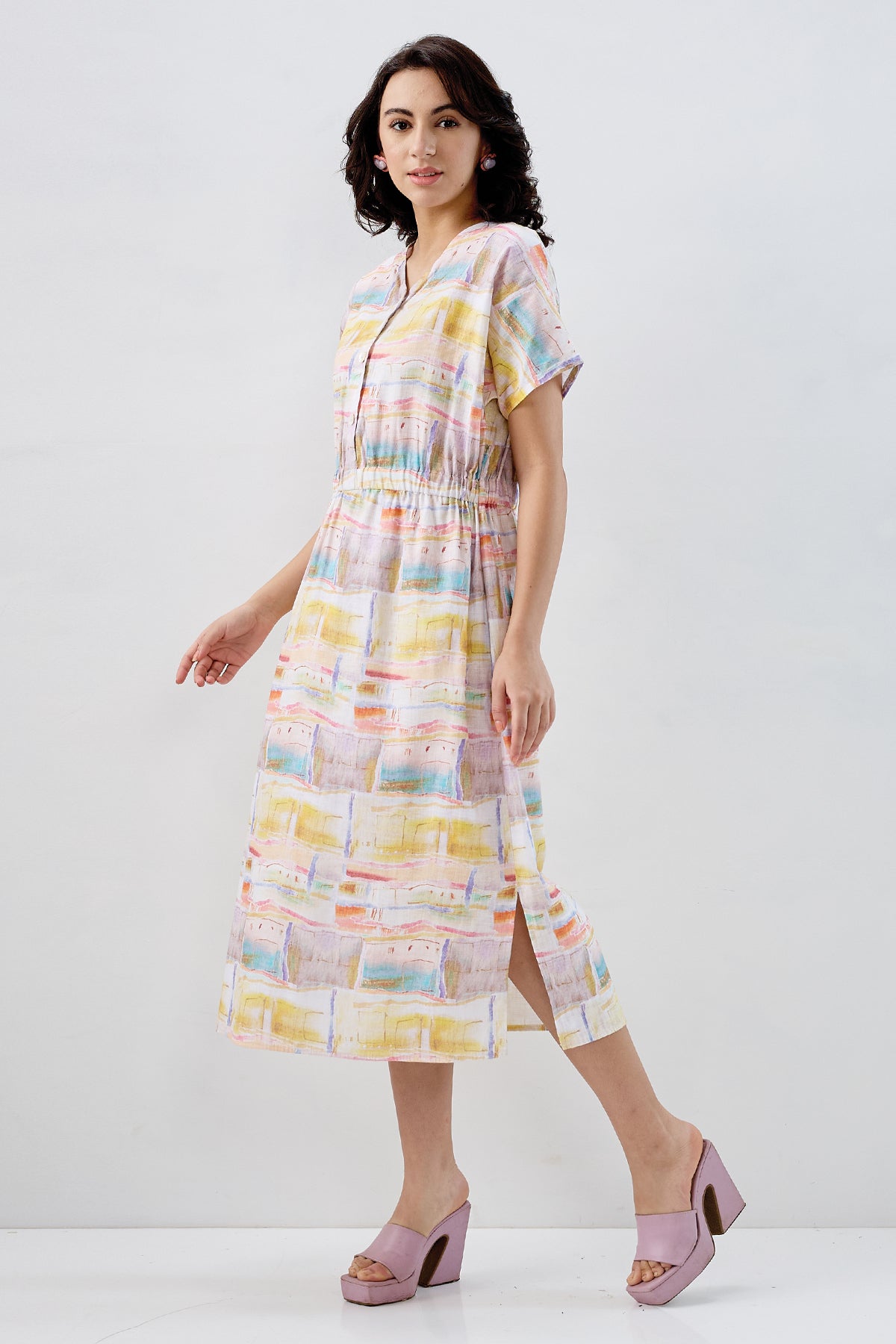 Multicolor Printed Midi Dress
