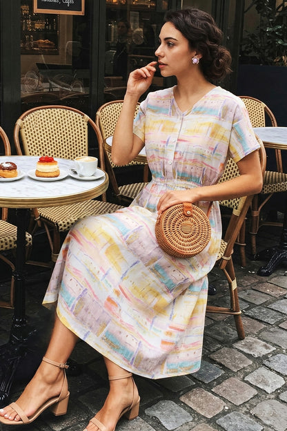 Multicolor Printed Midi Dress