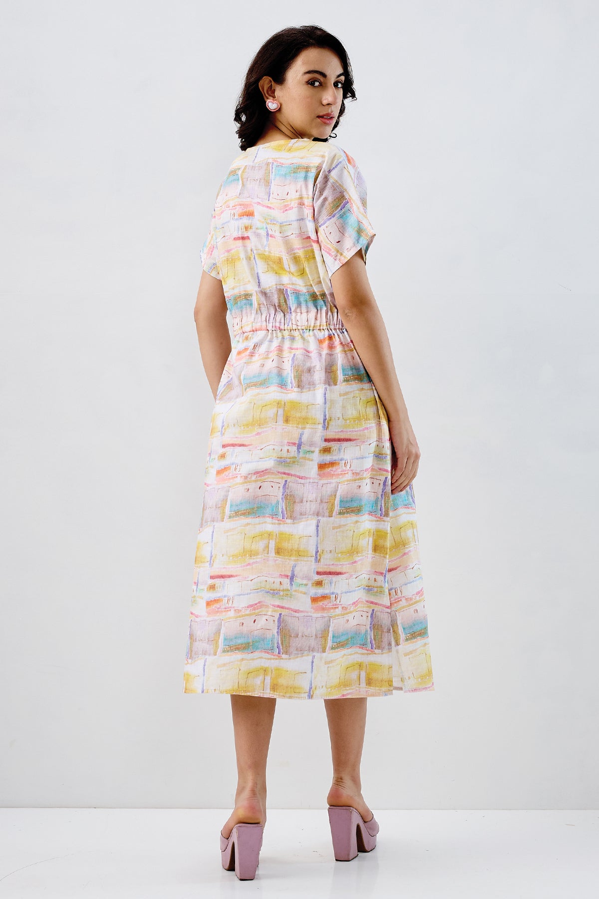 Multicolor Printed Midi Dress