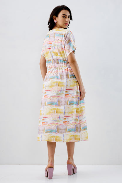 Multicolor Printed Midi Dress