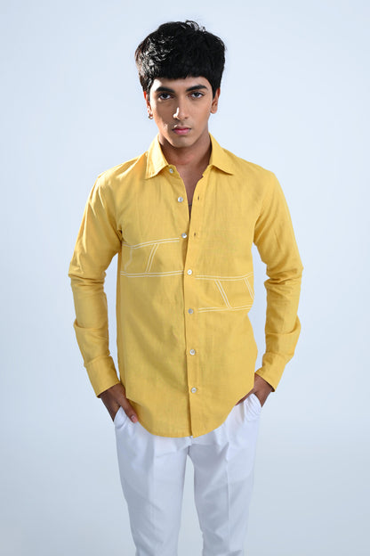 Mustard Geometric Embroidered Shirt