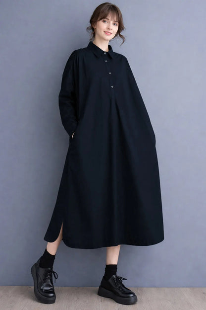 Shop Navy Cotton Cambric Midi Dress for women by SNEHA B