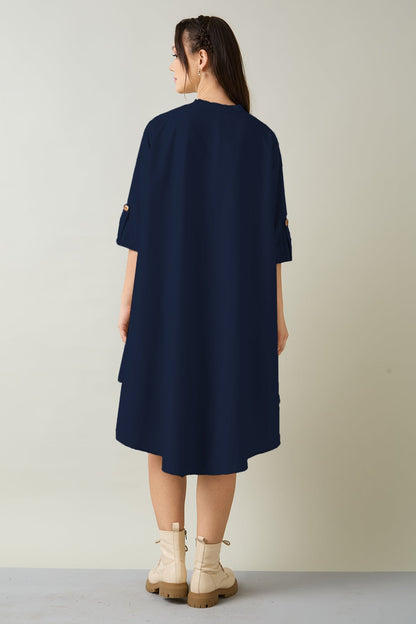 Navy Cotton Oversized Dress