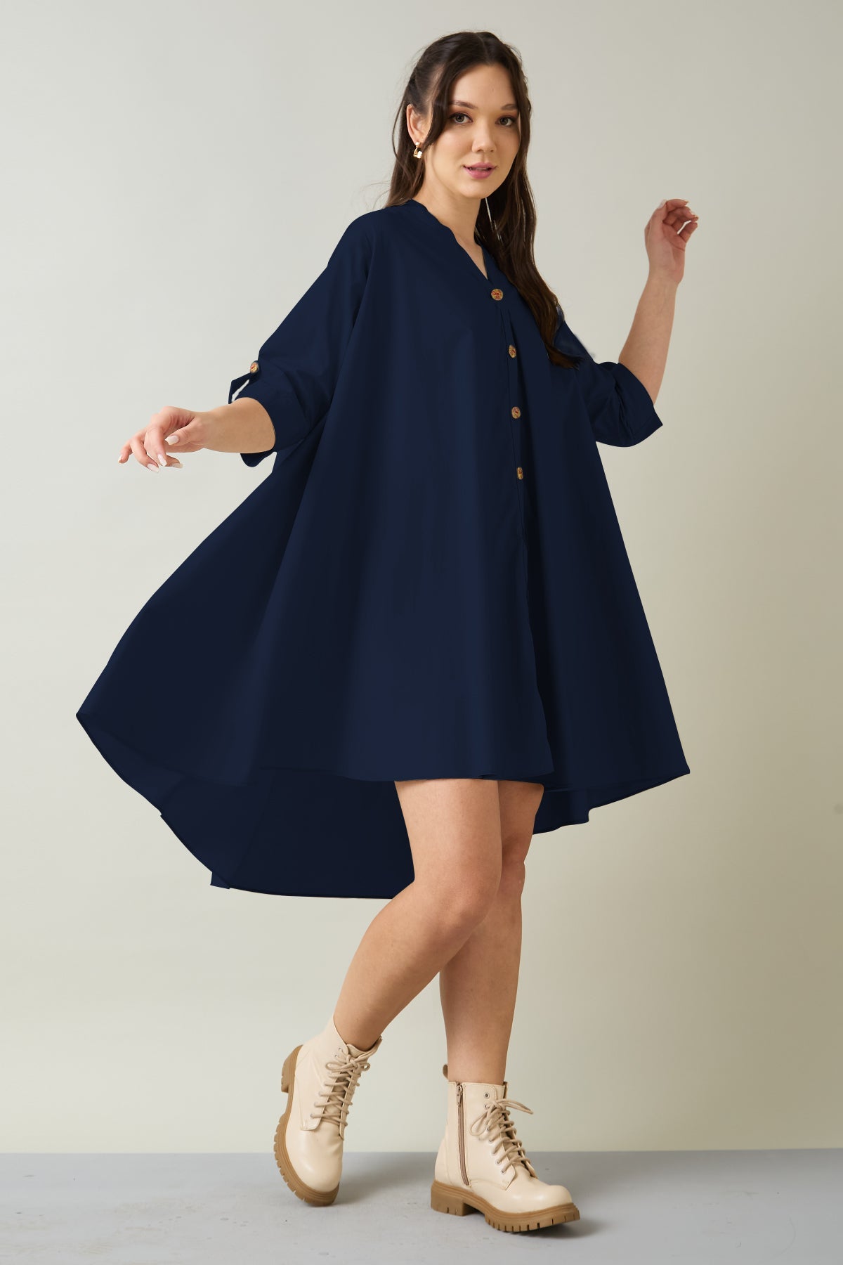 Navy Cotton Oversized Dress