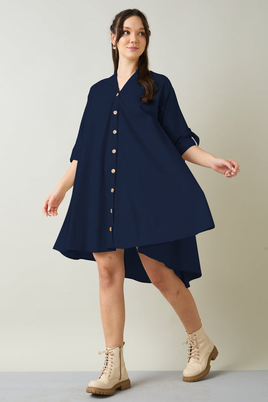 Buy Navy Cotton Oversized Dress by SNEHA B