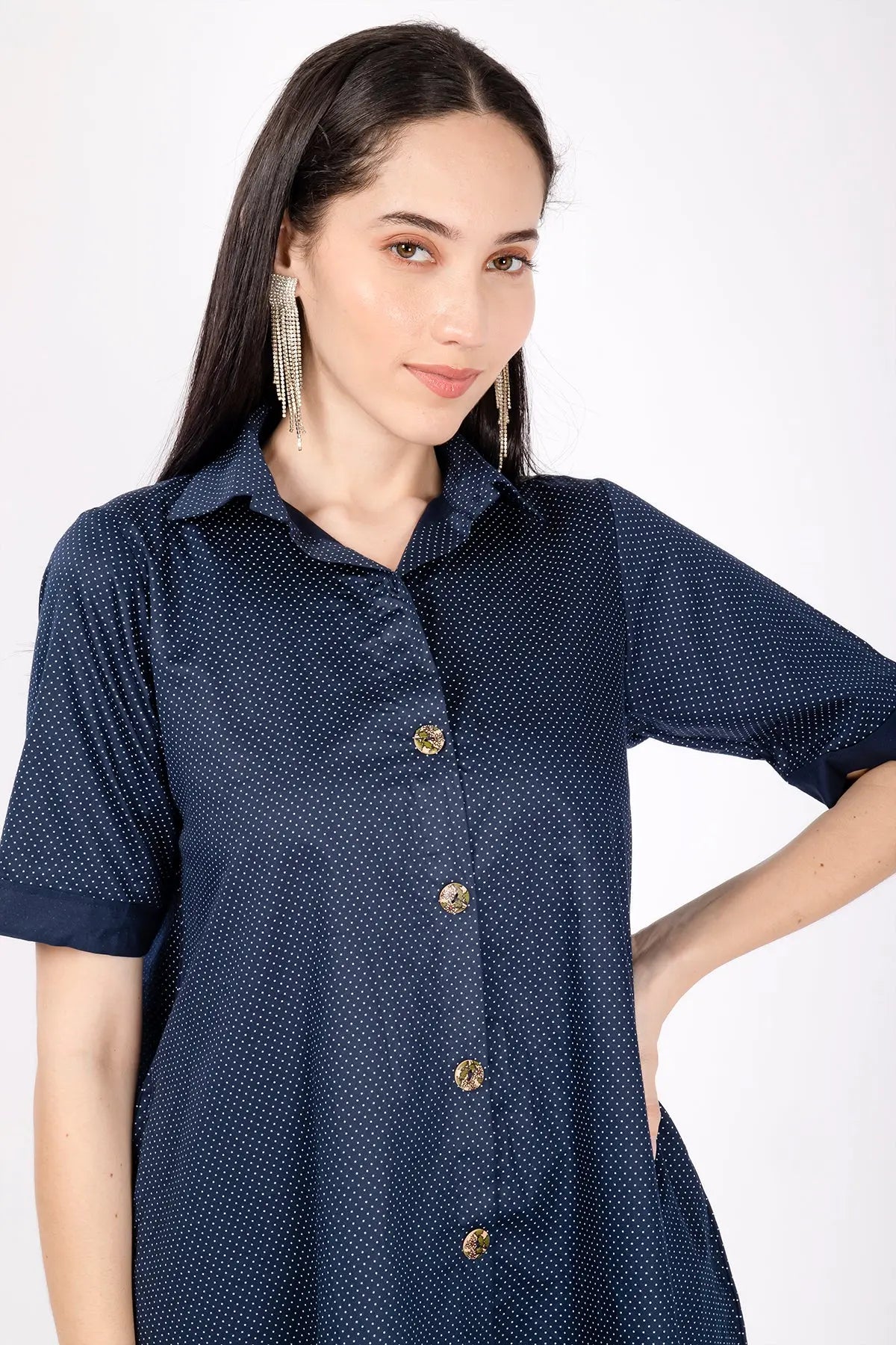 Navy Polka Dot Oversized Dress SNEHA B