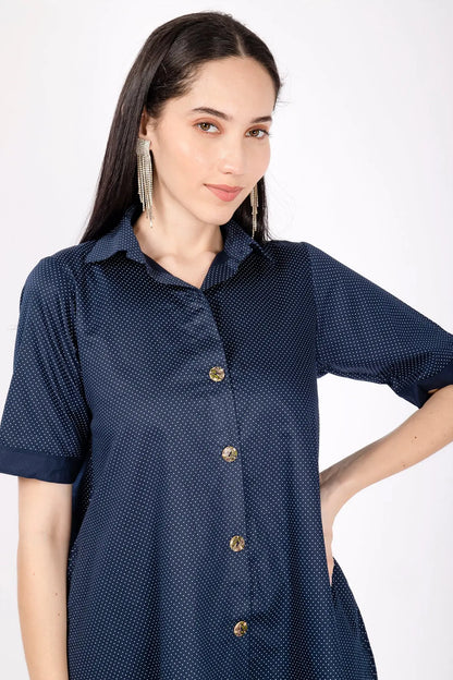 Navy Polka Dot Oversized Dress SNEHA B