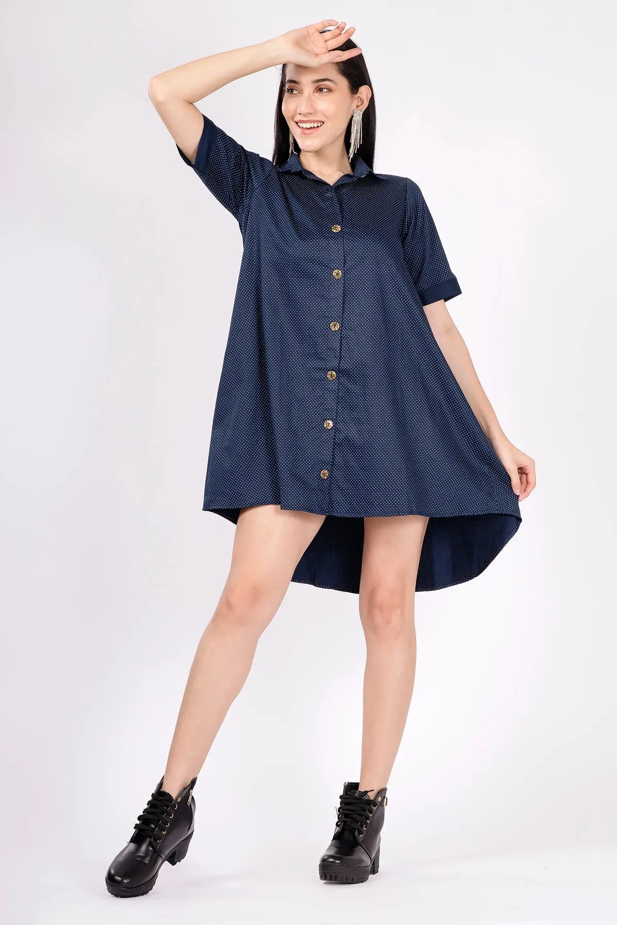 Navy Polka Dot Oversized Dress SNEHA B