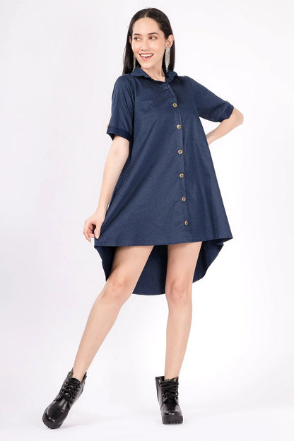 Navy Polka Dot Oversized Dress SNEHA B