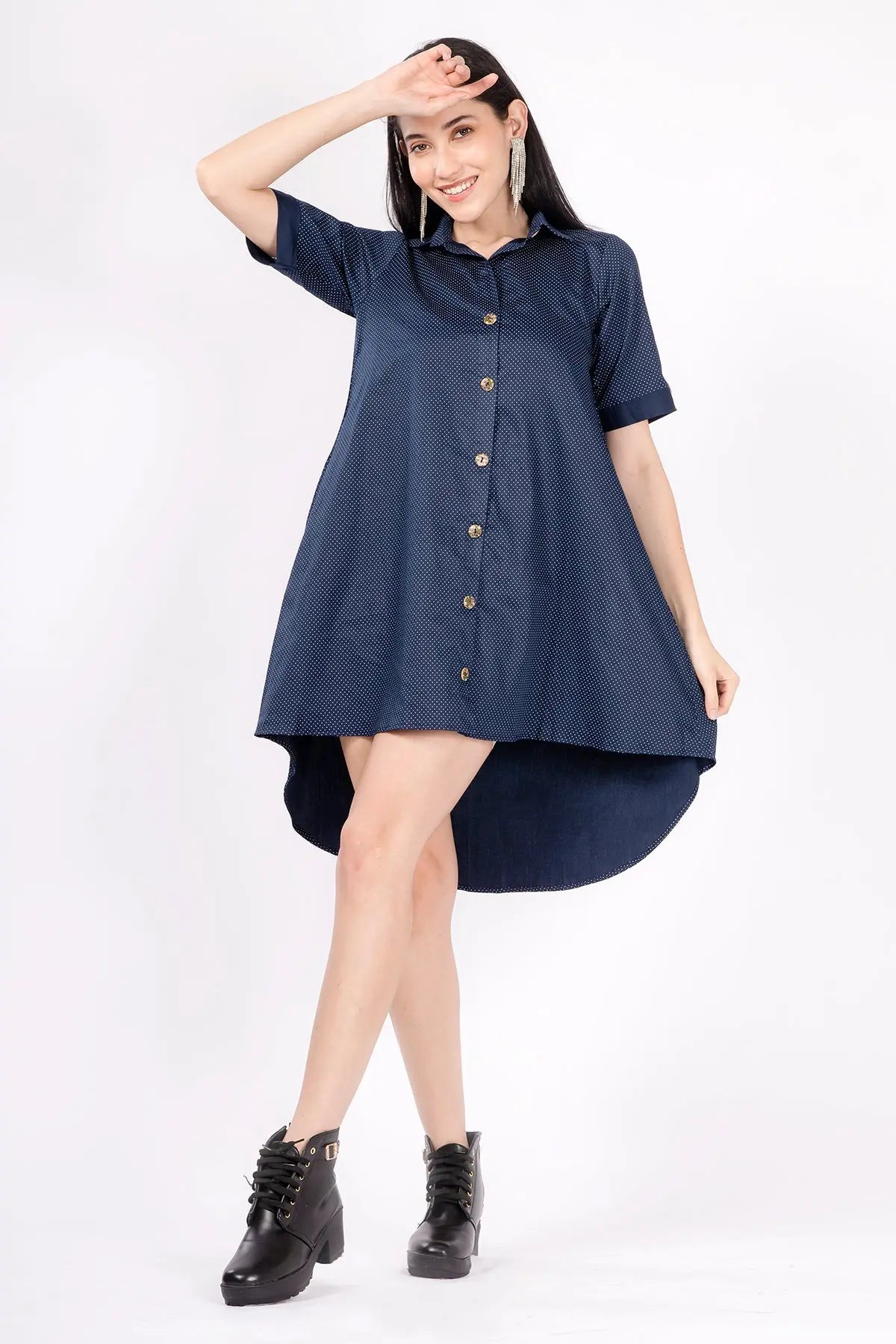 Navy Polka Dot Oversized Dress SNEHA B