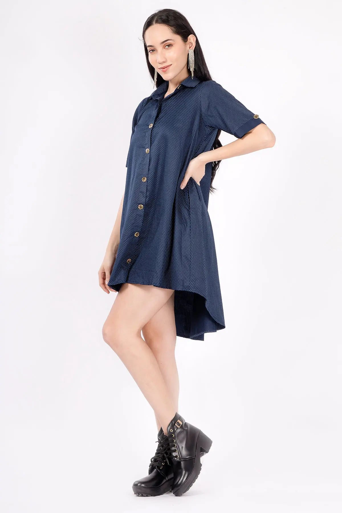 Navy Polka Dot Oversized Dress SNEHA B
