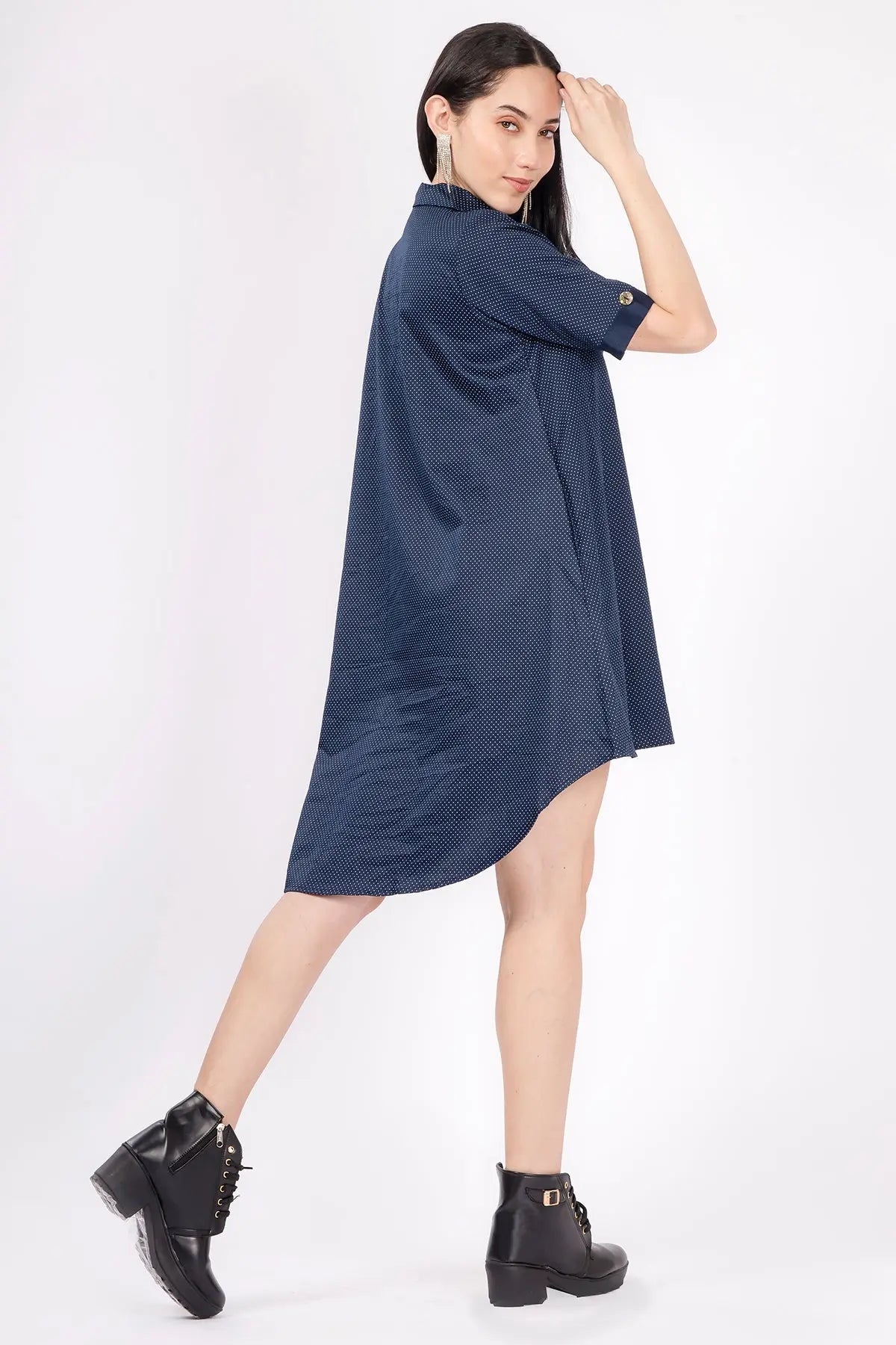 Navy Polka Dot Oversized Dress SNEHA B