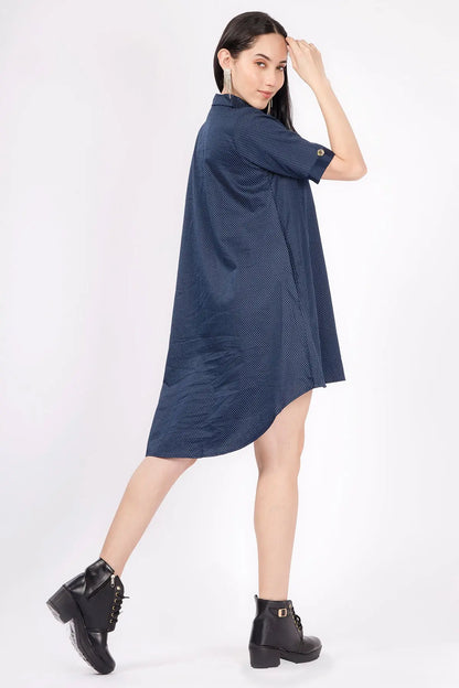 Navy Polka Dot Oversized Dress SNEHA B