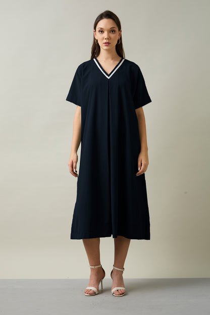 Navy Relaxed Fit Midi Dress