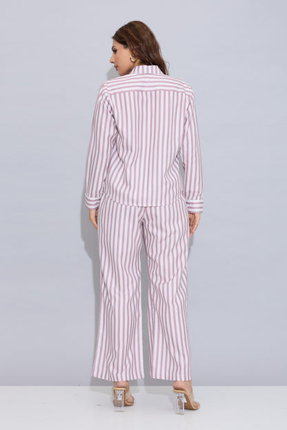 Onion Pink Cotton Stripe Shirt