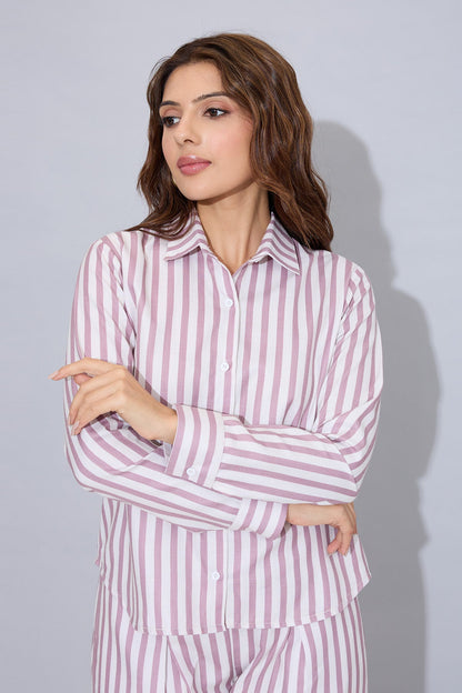 Onion Pink Cotton Stripe Shirt