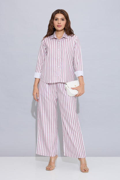 Onion Pink Cotton Stripe Shirt