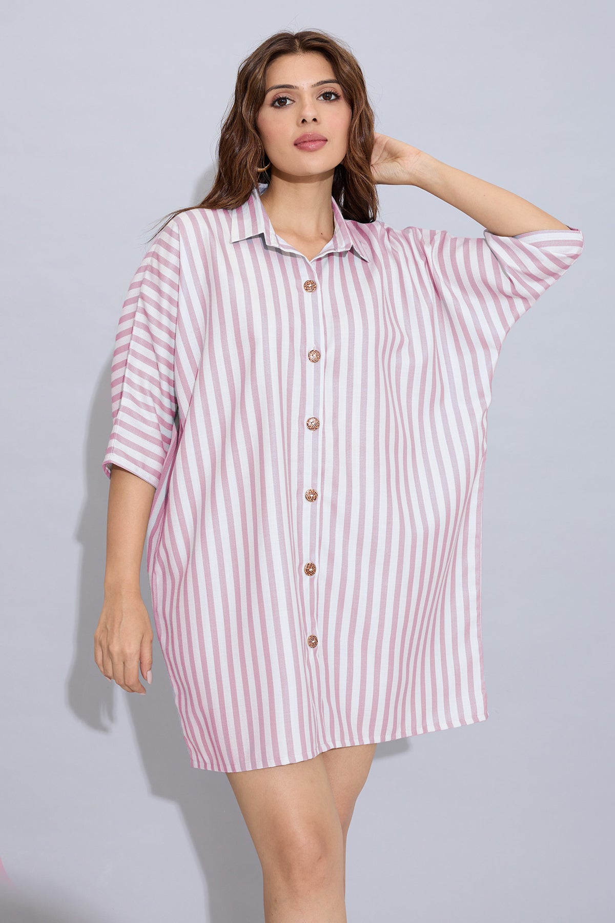 Onion Stripes Oversized Dress