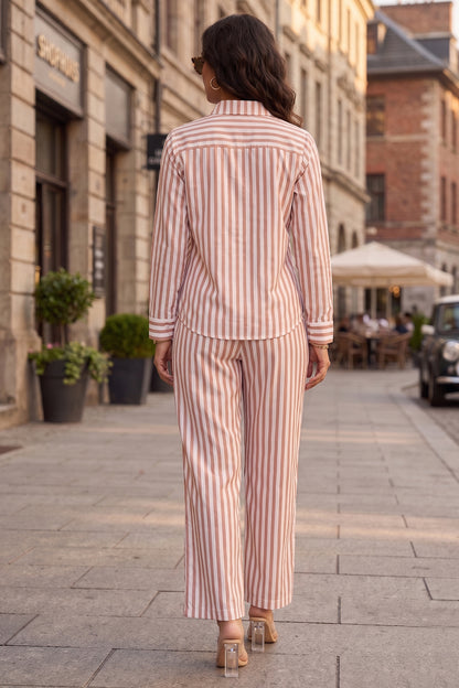 Orange Pure Cotton Stripe Pants