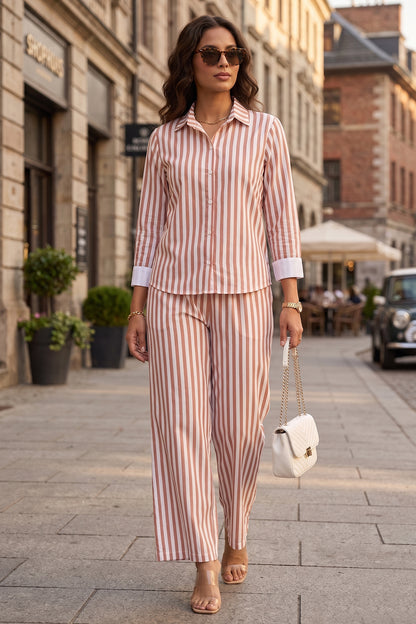 Orange Pure Cotton Stripe Pants